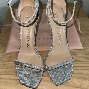 Stuart Weitzman Glittering Silver Heels